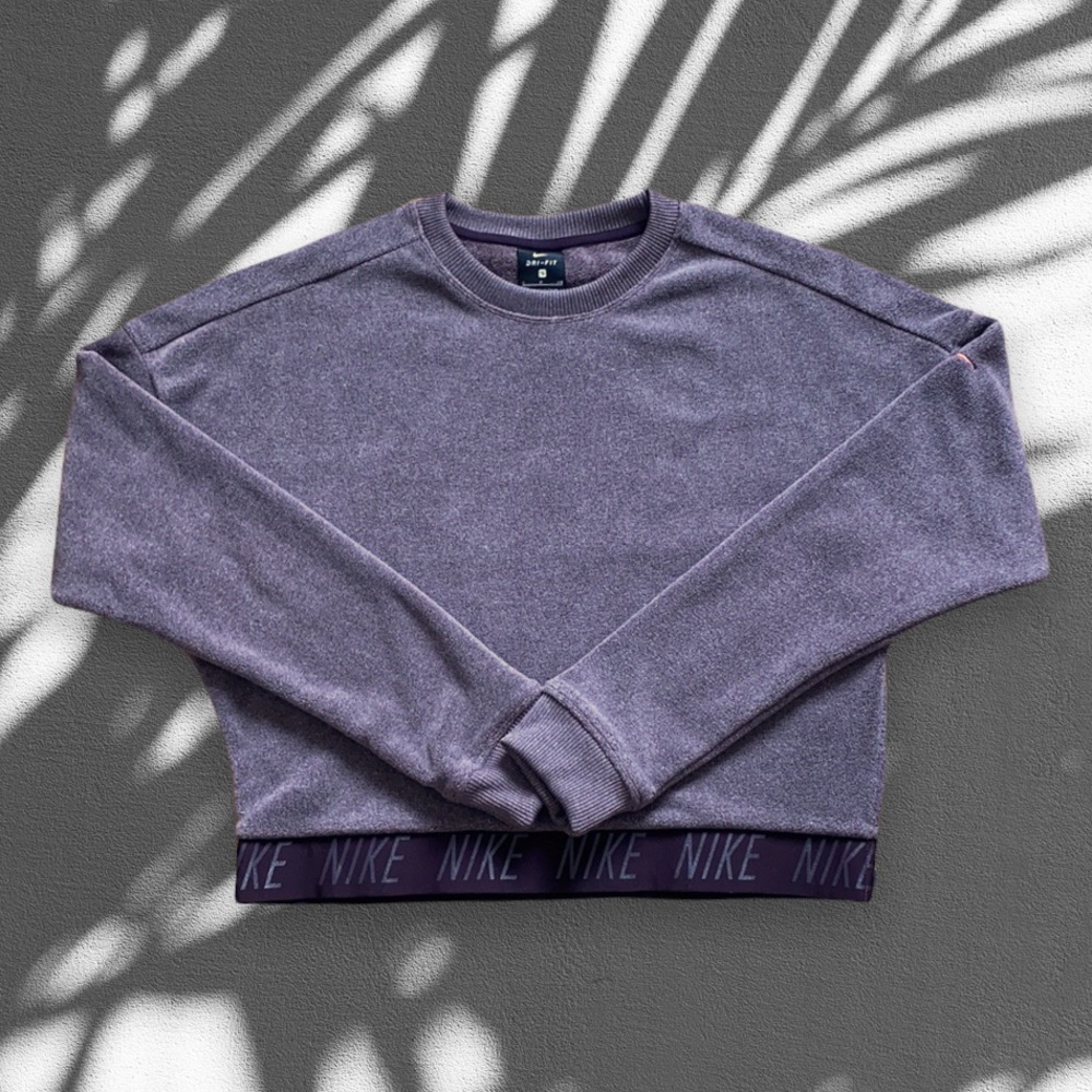 Nike Purple Cropped Side Zip Crewneck Sweatshirt